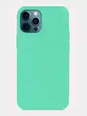 Мятный чехол Silicone Case для iPhone 12 / iPhone 12 Pro (закрытый низ и микрофибра)