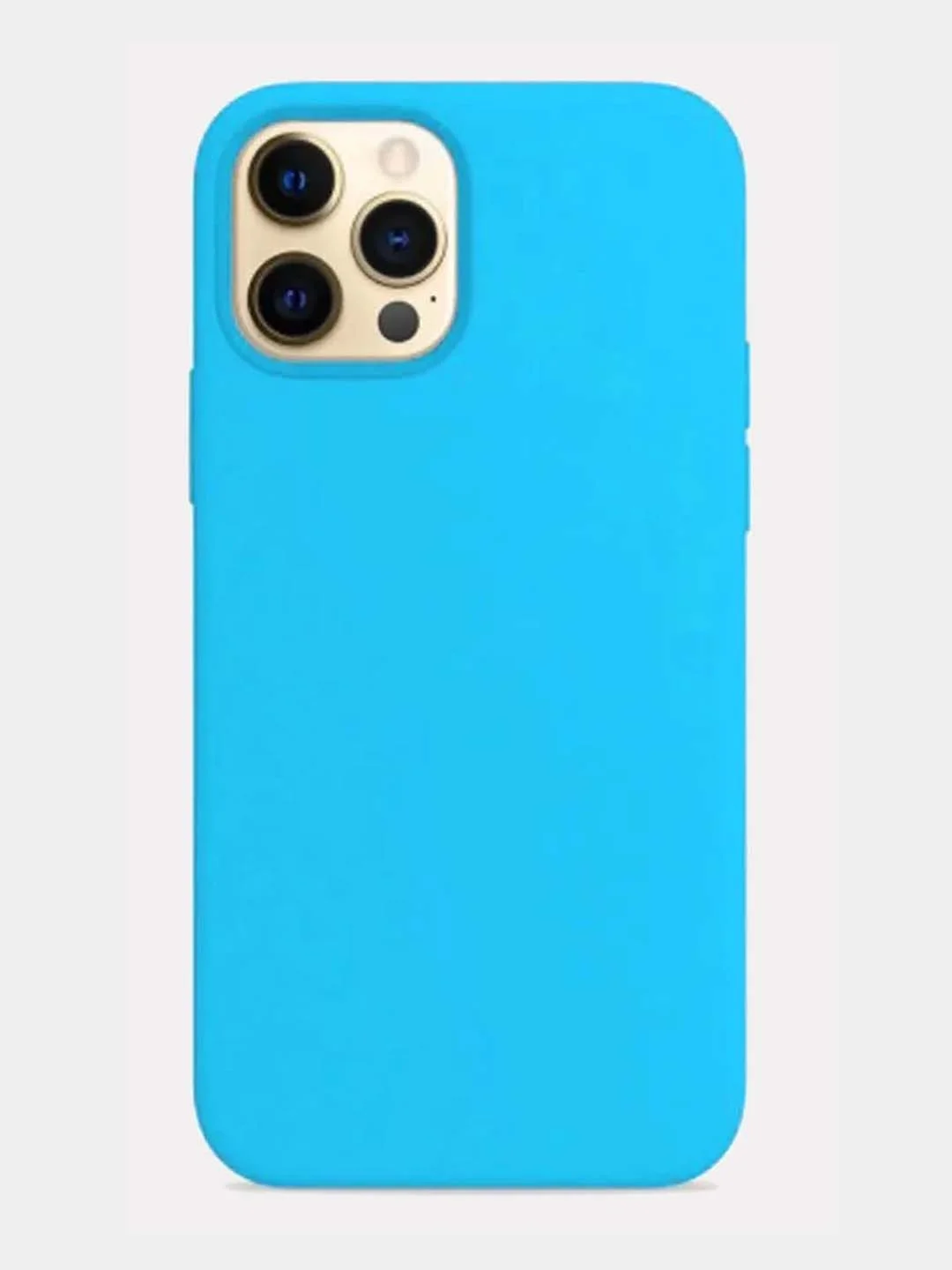 Голубой чехол Silicone Case для iPhone 12 / iPhone 12 Pro (закрытый низ и микрофибра)