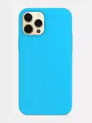 Голубой чехол Silicone Case для iPhone 12 / iPhone 12 Pro (закрытый низ и микрофибра)