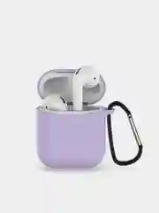 Лавандовый чехол для наушников Airpods 2 c карабином силиконовый