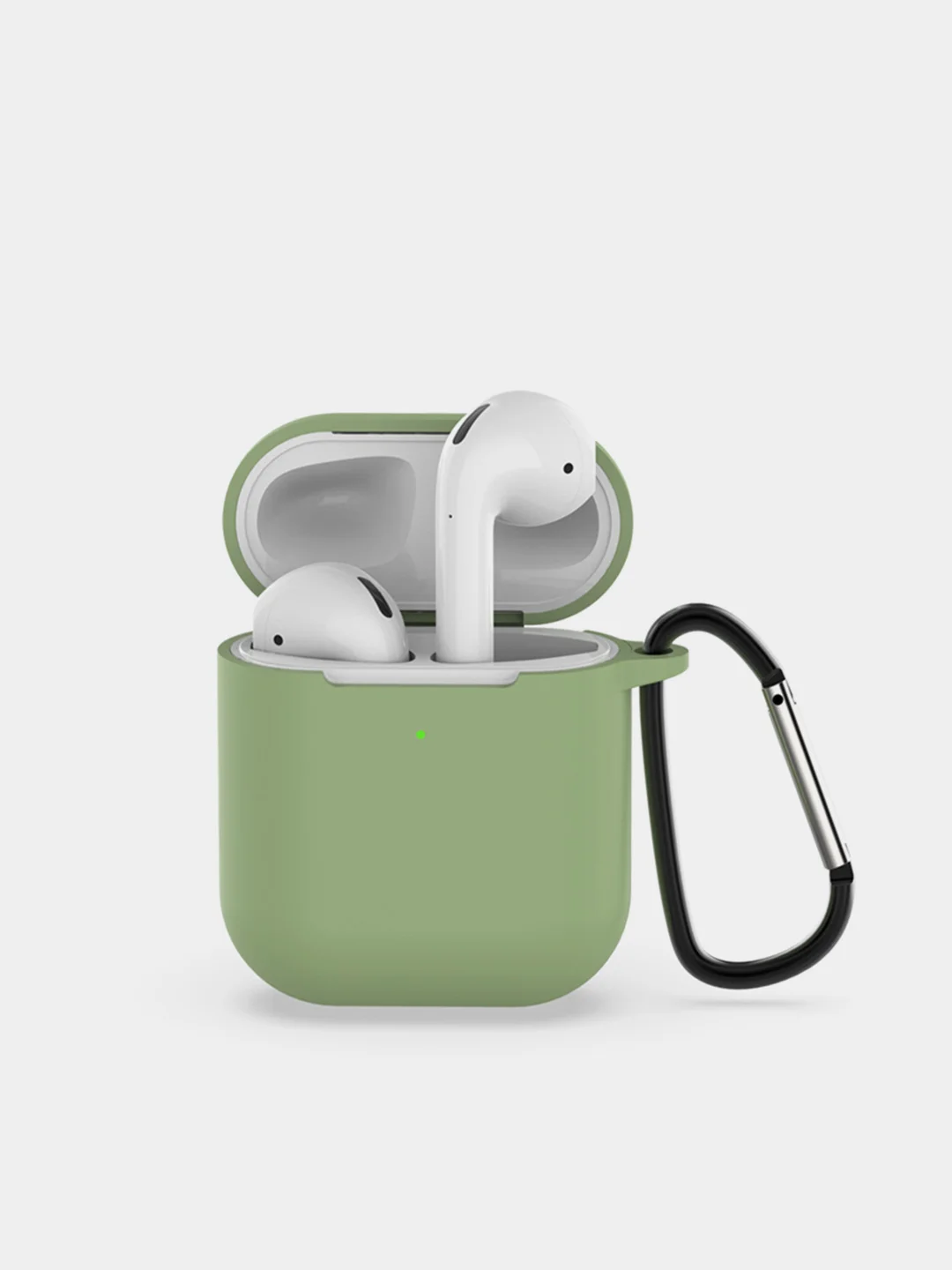 Лайм чехол для наушников Airpods 2 c карабином силиконовый