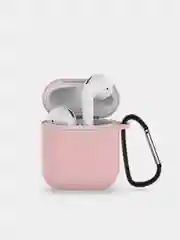 Розовый чехол для наушников Airpods 2 c карабином силиконовый
