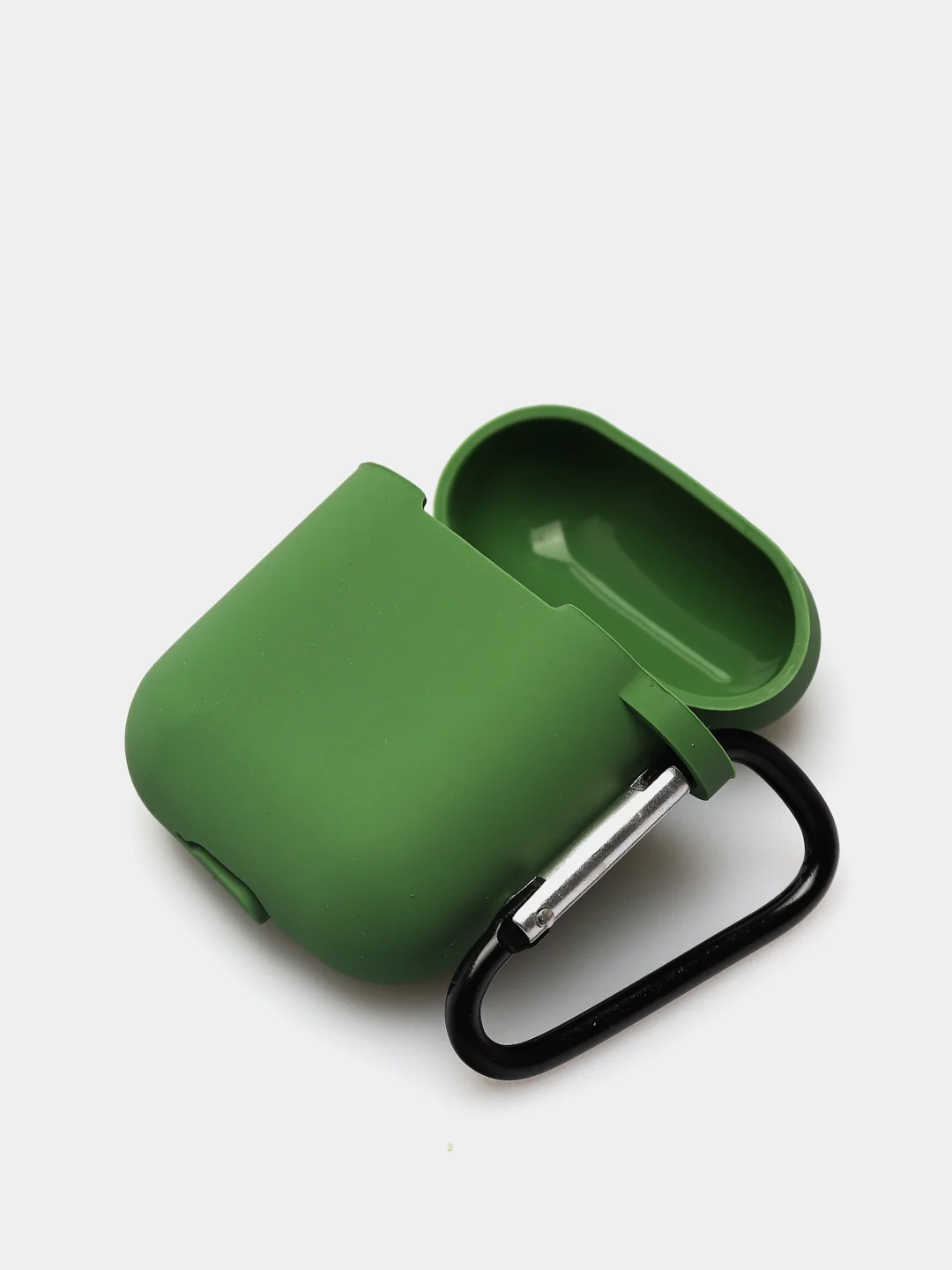 Зеленый чехол для наушников Airpods 2 c карабином силиконовый