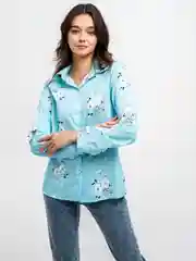 Голубой рубашка женская