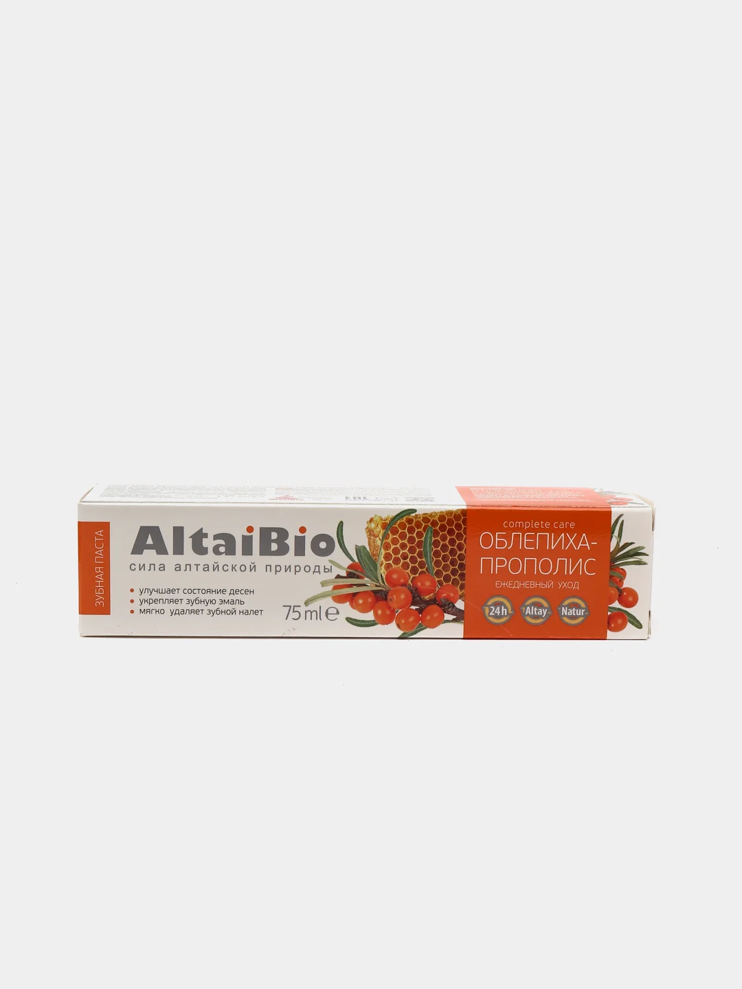 Зубная паста АЛТАЙБИО(AltaiBio) ОБЛЕПИХА-ПРОПОЛИС 75мл Ежедневный уход за зубами и деснами