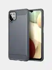 Серый чехол Samsung A12 / M12 имитация под карбон и металл