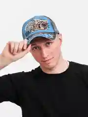 Синий меланж мужская бейсболка Shark