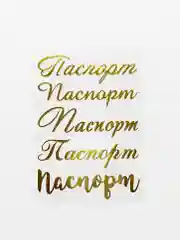 Золотой набор термонаклеек "Паспорт", для обложки на паспорт, 5 штук