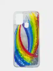 Коричневый чехол Samsung Galaxy M31 (Самсунг Галакси М31) переливающийся жидкий с блестками