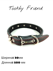 Ошейник кожаный на ватине с украшением, Toothy Friend