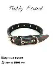 Ошейник кожаный на ватине с украшением, Toothy Friend