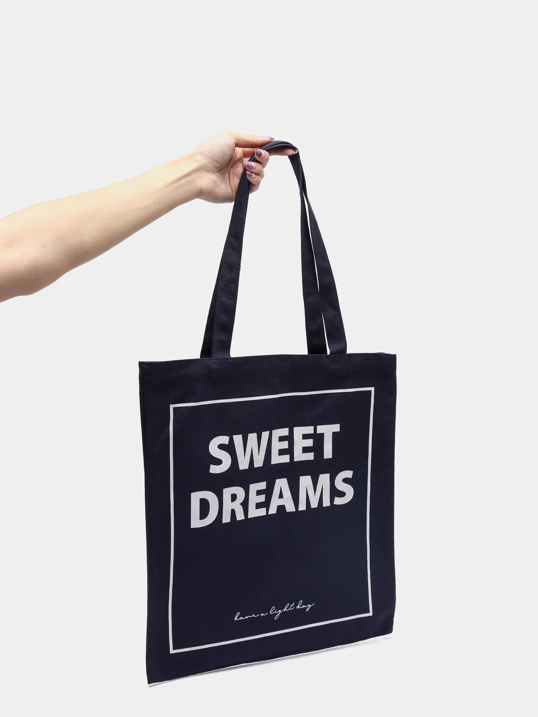 Синий шоппер с принтом "Sweet dreams"