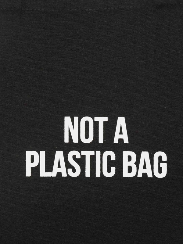 Эко сумка-шоппер, хлопковая, черная, с принтом "Not a plasticbag", 100% хлопок, унисекс