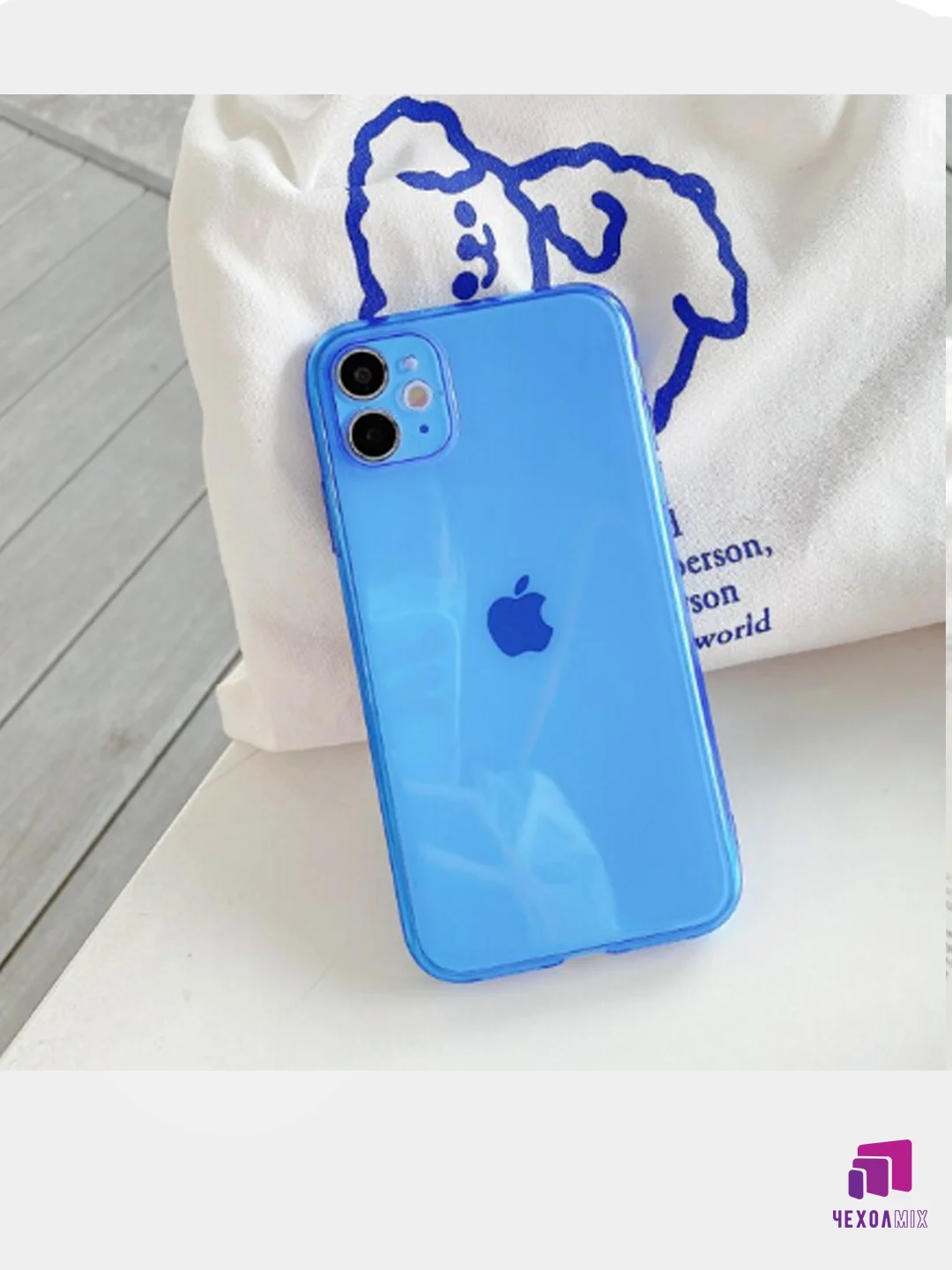 Синий чехол iPhone  11   Плотный  Цветной глянцевый  1.5мм