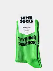 Носки SUPER SOCKS с надписью "ТРУДНЫЙ РЕБЁНОК"