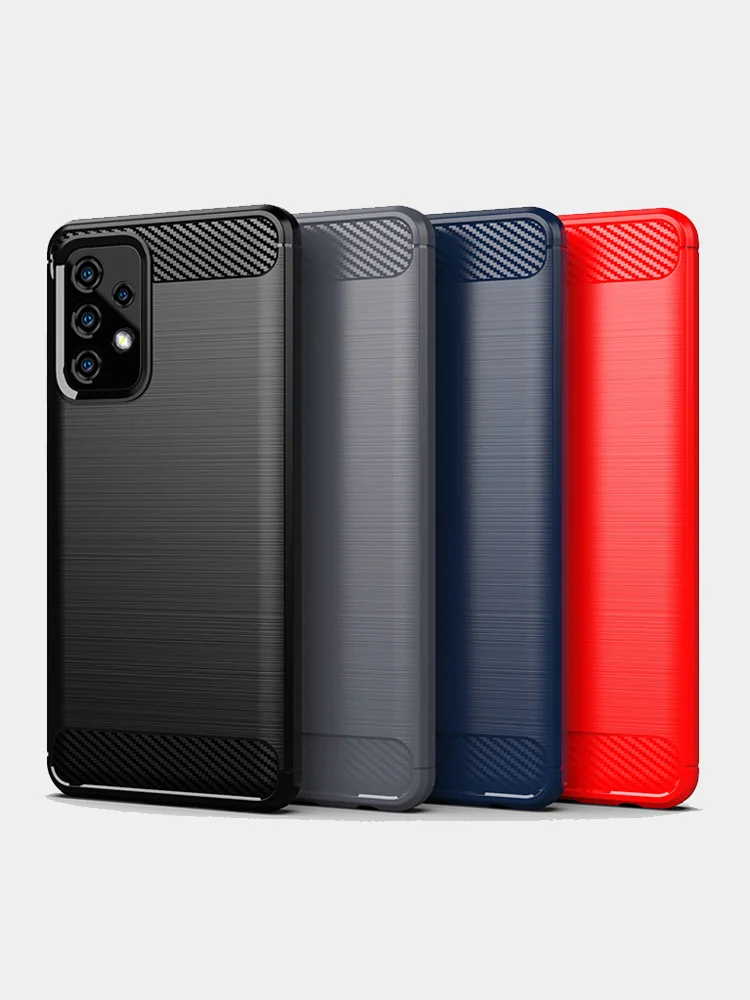 Красный чехол Samsung A52 имитация вставок под карбон