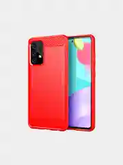 Красный чехол Samsung A52 имитация вставок под карбон