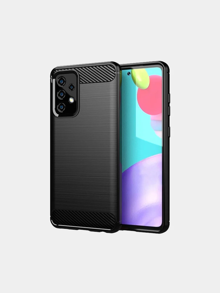 Черный чехол Samsung A52 имитация вставок под карбон