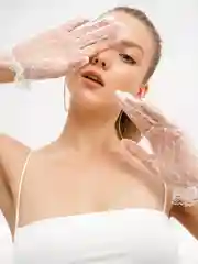 Белые ажурные сетчатые  перчатки