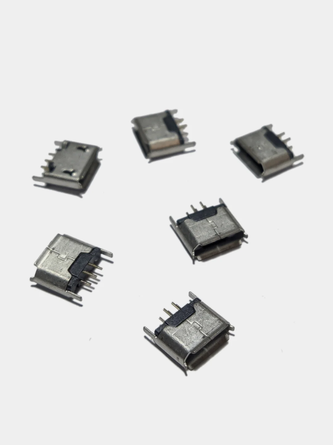 10 штук Гнездо micro-USB 5конт (заднее крепление 2 крепежа, long pin 3+2)