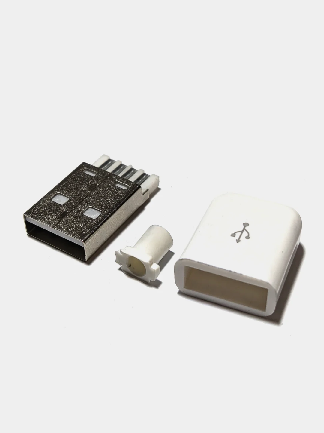 10 штук Штекер USB в корпусе белый разъем юсб на кабель
