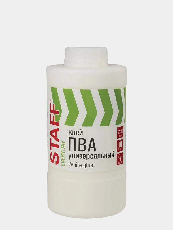 Клей ПВА универсальный 2,3 кг (бумага, картон, дерево), STAFF, 606433