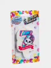Свеча для торта "С Днём Рождения, рисунки разные, цифра 1 - 8", 5 х 8.5 см