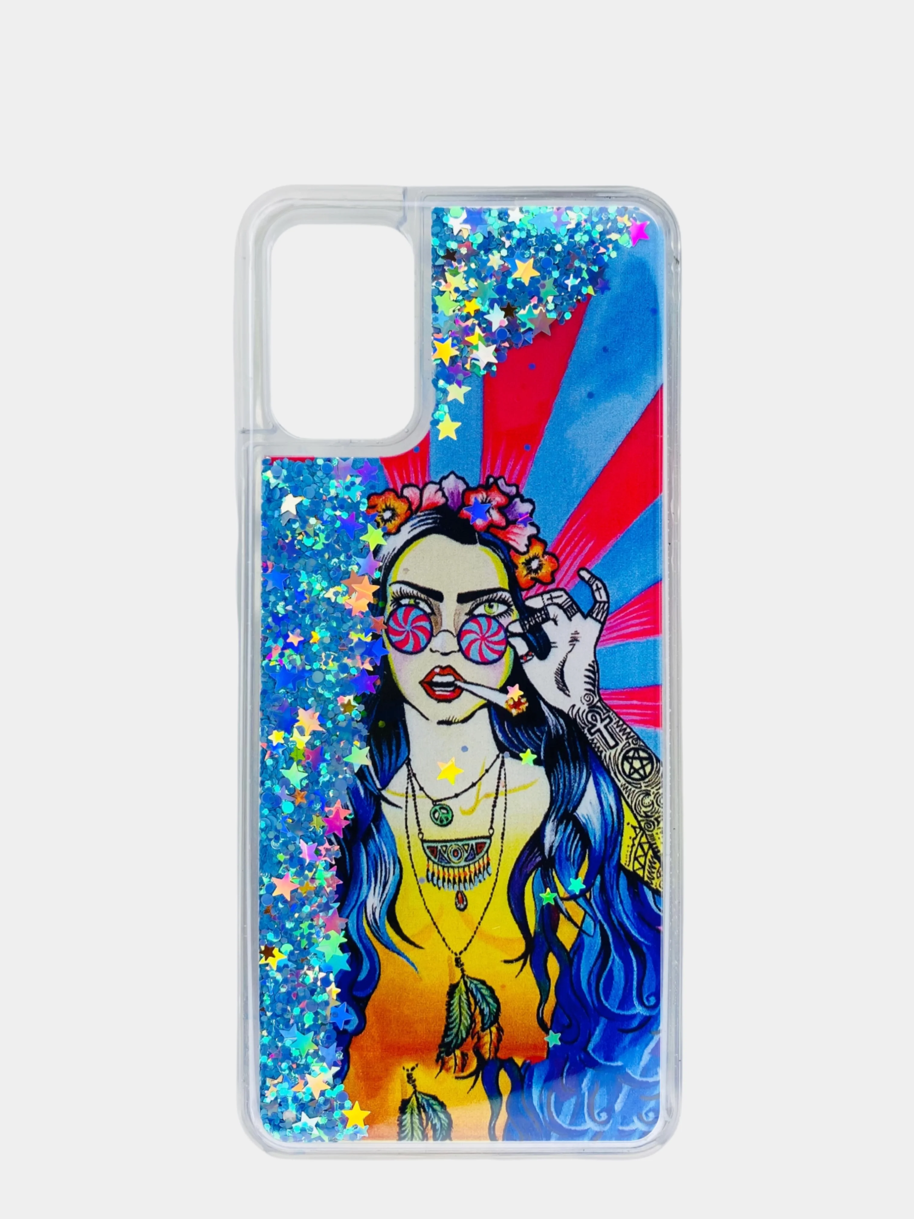 Морской чехол Samsung Galaxy A02s, Галакси А02с силиконовый переливающийся жидкий с блестками