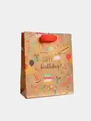 Пакет крафтовый, вертикальный, Happy birthday, S 12 х 15 х 5.5 см