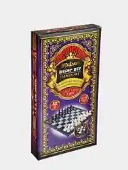 Набор игр 3 в 1 - магнитные шашки, шахматы и нарды, 32х32 см