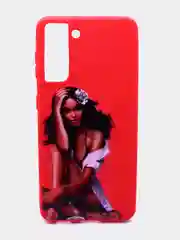 Серый чехол для Samsung Galaxy S21, силиконовый, с принтом.