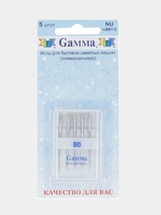 Иглы для швейных машин "Gamma" NU № 80 универсальные 5 шт в блистере