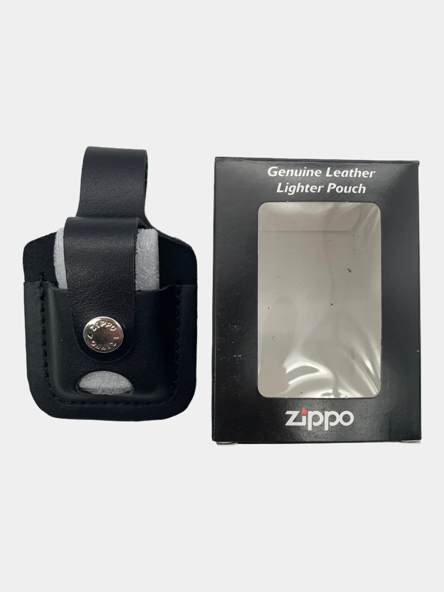 Чехол для зажигалки Zippo, петля, кожа Черный (LPTBK), чехол зиппо на петле