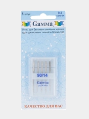 Иглы для швейных машин "Gamma" NJ № 90 для джинсы 5 шт в блистере