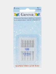 Иглы для швейных машин "Gamma" NJ №120 для джинсы 5 шт в блистере