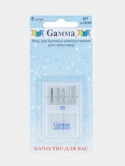 Иглы для швейных машин "Gamma" NT № 70 для трикотажа 5 шт в блистере