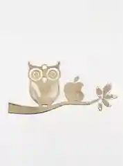 Серебряный металлическая наклейка-стикер "Сова с яблоком iPhone" на телефон / авто