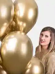 Воздушные шар , золотой , хром, 10 шт, 31 см