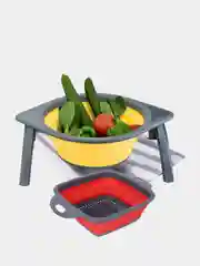 Складной силиконовый  дуршлаг для мытья сушки (сушилка) и разморозки продуктов Фруктовница