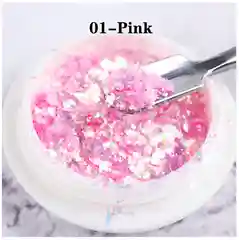 Розовый глиттер для маникюра