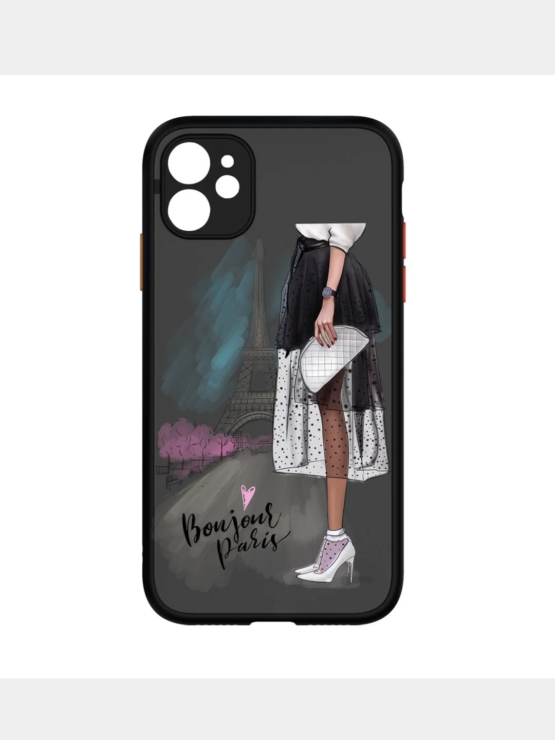 Черный чехол для iPhone 7/8/SE,XR,XS Max,11 Pro Max,12, 12 Pro Max с бортиками и с защитой камеры