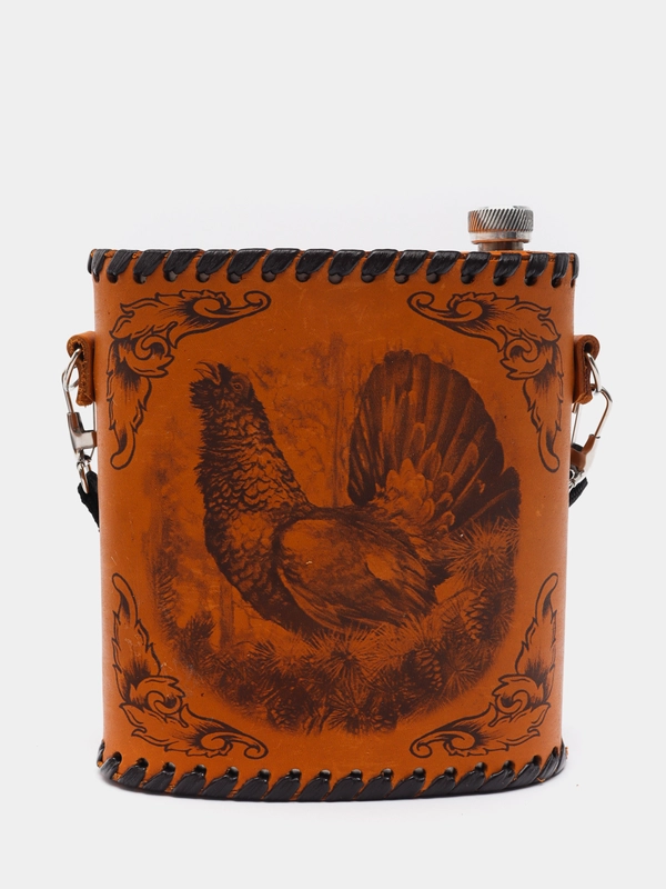 Фляжка походная, в кожаном чехле, 1 л