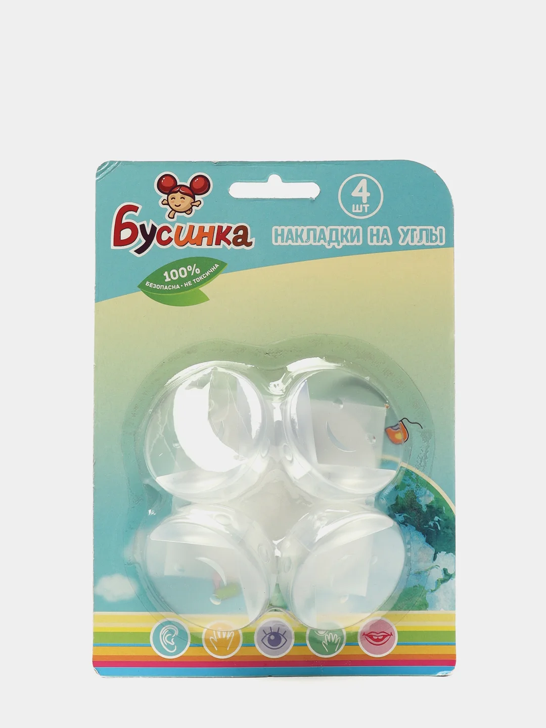 Накладки защитные на углы мебели "Бусинка", набор 4 шт, прозрачные, 2002
