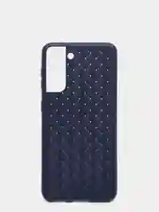 Темно-синий чехол Samsung Galaxy S21+ / S21 Plus, Самсунг Галакси С21+ / С21 Плюс плетеный силиконовый
