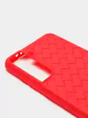 Красный чехол Samsung Galaxy S21+ / S21 Plus, Самсунг Галакси С21+ / С21 Плюс плетеный силиконовый