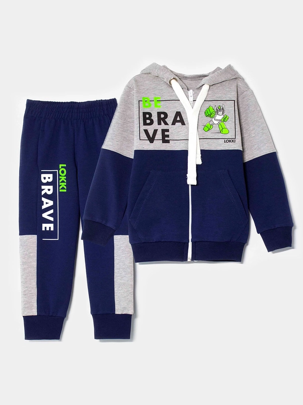 Костюм спортивный из футера для мальчика LOKKI, 2131 BRAVE, BOYS CRUSH Синий, Т.синий