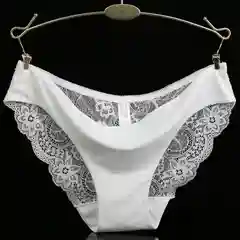 Белый трусы бесшовные кружевные слипы