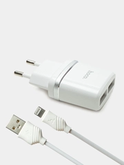 СЗУ Hoco C12 с 2 USB 2,4A, кабель Lighthing, 8-pin