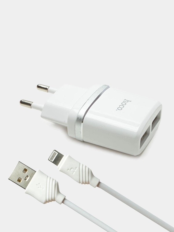 СЗУ Hoco C12 с 2 USB 2,4A, кабель Lighthing, 8-pin