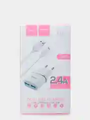 СЗУ Hoco C12 с 2 USB 2,4A, кабель Lighthing, 8-pin